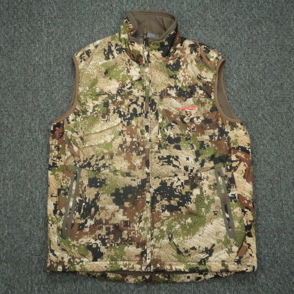 Sitka Gear Vest Men XL Brown Green Gore Optifade Kelvin Lite Full Zip Pockets‎